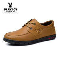花花公子夏季休闲皮鞋男士真皮透气英伦商务 青年男鞋软底CX37098