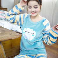 2016秋冬季珊瑚绒长袖睡衣女款长袖套头可爱卡通韩版加厚冬天法兰绒家居...