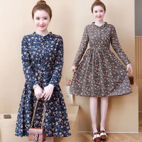 魅言魅语(MeiYanMeiYu)碎花长袖连衣裙2021秋季新款修身显瘦中长款收腰裙子