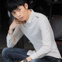 魅言魅语(MeiYanMeiYu)2021冬季新款加绒衬衫男士长袖青年时尚加棉加厚条纹衬衣