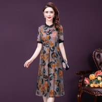 魅言魅语(MeiYanMeiYu)2021年夏天新款时尚中老年女装气质高端中长连衣裙