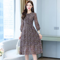 魅言魅语(MeiYanMeiYu)2021秋季新款连衣裙女韩版高端气质长袖碎花修身显瘦雪纺裙子