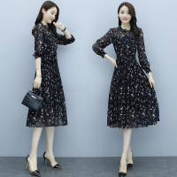 魅言魅语(MeiYanMeiYu)碎花连衣裙2021年秋季新款减龄显瘦气质收腰长袖雪纺裙子女