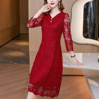 魅言魅语(MeiYanMeiYu)2021秋装新款大码喜婆婆婚宴丈母娘婚礼服高贵蕾丝连衣裙