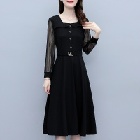 魅言魅语(MeiYanMeiYu)2021年秋季职场穿搭大码女装胖mm修身显瘦遮肚子打底连衣裙