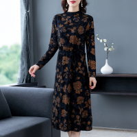 魅言魅语(MeiYanMeiYu)连衣裙长袖女2021年秋装新款女中年妈妈贵夫人打底中长裙