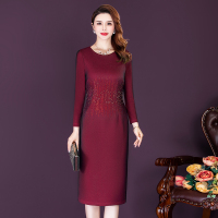 魅言魅语(MeiYanMeiYu)2021秋季新款高端年轻妈妈显瘦气质连衣裙婚宴高贵婆婆装礼服