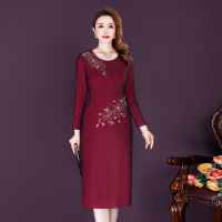 魅言魅语(MeiYanMeiYu)2021秋装新款连衣裙喜婆婆婚宴礼服改良旗袍高贵气质妈妈装显瘦裙