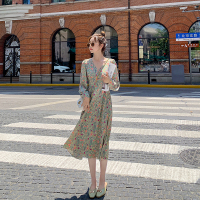 魅言魅语(MeiYanMeiYu)2021秋装新款女装复古裙子长裙收腰显瘦气质碎花连衣裙