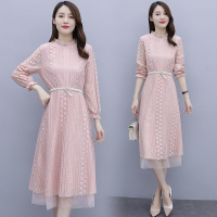 魅言魅语(MeiYanMeiYu)蕾丝连衣裙女中长款2021年秋装新款女装韩版显瘦遮肚子气质裙子