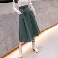 魅言魅语(MeiYanMeiYu)2021年冬季新款中长款半身裙女韩版高腰百搭配腰带裙