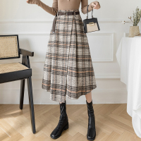 魅言魅语(MeiYanMeiYu)2021冬季半身裙女韩版高腰显瘦不规则大摆裙送腰带