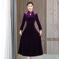 魅言魅语(MeiYanMeiYu)2021秋季新款婚宴中长款过膝喜婆婆婚礼连衣裙