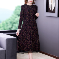 魅言魅语(MeiYanMeiYu)2021秋装新款遮肉显瘦打底中长款a字裙长袖气质连衣裙