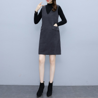 魅言魅语(MeiYanMeiYu)2021秋季新款胖妹妹大码连衣裙女背心裙遮肚子打底裙