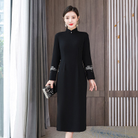 魅言魅语(MeiYanMeiYu)2021年秋季新款长袖日常修身时尚复古中国风显瘦连衣裙女