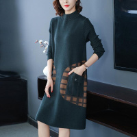 魅言魅语(MeiYanMeiYu)阔太太洋气高贵针织连衣裙女2021年秋季中长款加厚打底宽松妈妈裙子