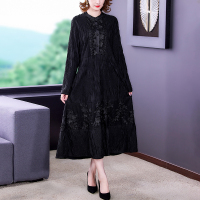 魅言魅语(MeiYanMeiYu)2021秋季新款中国风蕾丝刺绣打底时尚连衣裙女