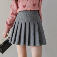 魅言魅语(MeiYanMeiYu)2021年冬季学院风松紧腰毛呢百褶裙显瘦a字裙高腰短裙女半身裙