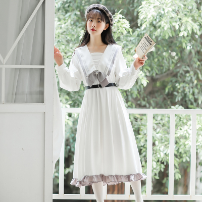 魅言魅语(MeiYanMeiYu)2021年秋季学院风复古少女海军领连衣裙