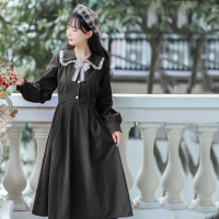 魅言魅语(MeiYanMeiYu)2021年秋季法式复古娃娃领长袖高腰连衣裙