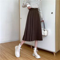 魅言魅语(MeiYanMeiYu)2021年秋季新款毛呢半身裙女高腰中长款韩版显廋百褶大摆裙