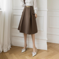 魅言魅语(MeiYanMeiYu)高腰通勤半身裙女2021秋季韩版复古通勤遮胯裙子