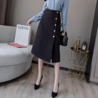 魅言魅语(MeiYanMeiYu)2021年秋季适合夸大腿粗高腰A字裙一片式职业包臀半身裙