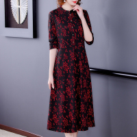 魅言魅语(MeiYanMeiYu)中老年女装洋气妈妈长袖连衣裙2021秋季新款高端显瘦气质过膝打底裙