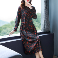 魅言魅语(MeiYanMeiYu)大码女装连衣裙女2021年秋季胖MM中老年贵夫人气质妈妈针织打底裙