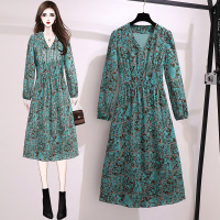 魅言魅语(MeiYanMeiYu)2021秋季大码女装胖MM遮肚显瘦中长款长袖百搭打底连衣裙