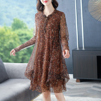 魅言魅语(MeiYanMeiYu)2021新品秋装时尚复古显瘦中长款豹纹连衣裙