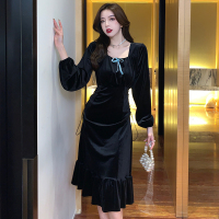 魅言魅语(MeiYanMeiYu)黑色连衣裙女2021年秋季新款闺蜜装修身显瘦打底裙