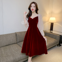 魅言魅语(MeiYanMeiYu)2021年秋季新款敬酒服新娘小个子订婚长袖连衣裙