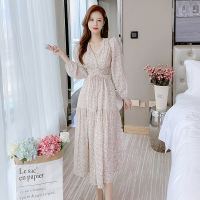 魅言魅语(MeiYanMeiYu)温柔风甜美碎花仙女裙子2021秋季新款时尚小清新气质大摆连衣裙女