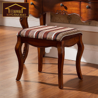 美式梳妆凳 欧式实木穿鞋凳矮凳换鞋凳小圆凳复古乡村田园木凳子