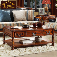 美式实木茶几 欧式仿古茶几边几角几乡村复古怀旧茶几电视柜组合