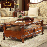 美式茶几 欧式实木茶几乡村家具功夫茶桌咖啡桌复古储物茶几