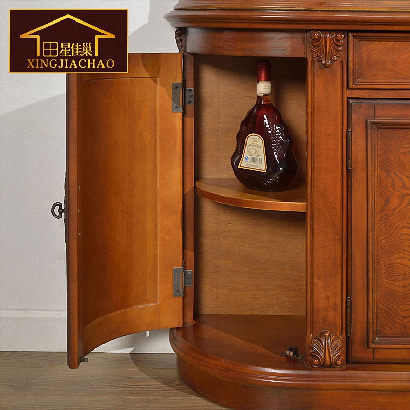 美式家具玻璃门实木酒柜欧式红酒柜现代餐边柜上下组合隔断玄关柜