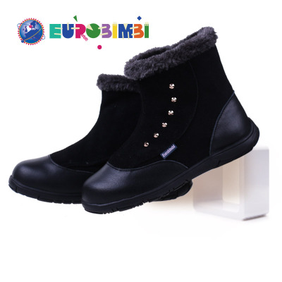 EUROBIMBI 欧洲宝贝童鞋女款加绒加厚铆钉潮童靴保暖牛绒包邮