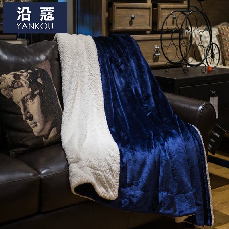 沿蔻家纺 毛毯双层加厚羊羔绒毯子休闲办公室午休盖毯多色150×200cm其它图片