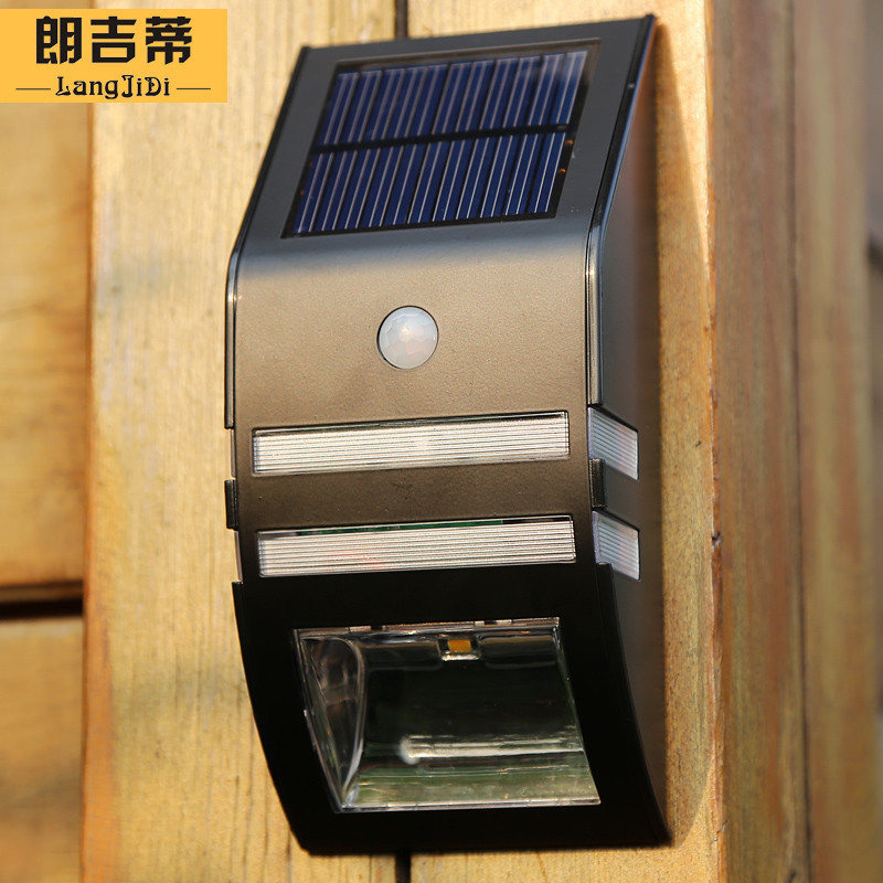 朗吉蒂 室外太阳能壁灯家用太阳能人体感应壁灯led庭院路灯户外感应夜灯