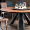 金沙公爵 美式实木餐桌椅组合现代简约圆形餐桌铁艺圆桌饭桌6人餐桌组合