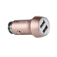 Benks 车载充电器 汽车车充 二合一两口双USB苹果安卓手机通用充电器头2.4A快充【C24金属车充-鼎系列】玫瑰金