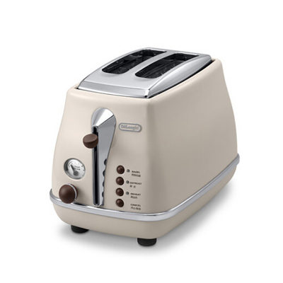 德龙(DeLonghi) CTO2003(奶油白)家用复古系列多士炉 全自动烤面包机 早餐烤吐司机 配防尘盖 2片式
