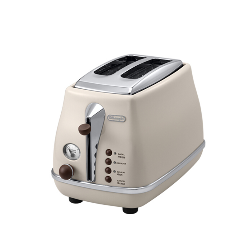 德龙(DeLonghi) CTO2003(奶油白)家用复古系列多士炉 全自动烤面包机 早餐烤吐司机 配防尘盖 2片式
