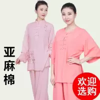 太极服女飘逸棉麻亚麻女装闪电客太极拳练功服服装薄款短袖