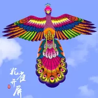  潍坊孔雀开屏风筝儿童成人中国风长尾鸟风筝闪电客微风易飞风筝线轮