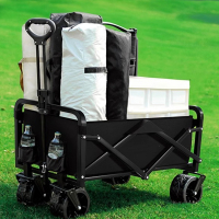 路飞露营推车可折叠户外手推野餐车营地拖车拉杆小拉车桌板野营车户外桌子