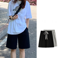 闪电客运动短裤女夏季薄款宽松高腰显瘦休闲黑色美式百搭直筒bf风五分裤